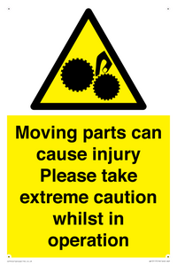 Moving parts can cause injury Please take extreme caution whilst in operation